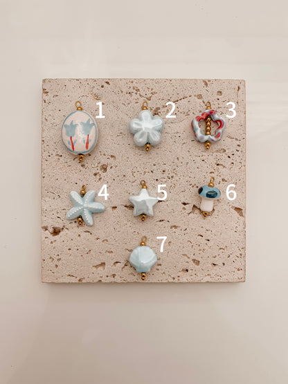 Blue Ceramic Charms